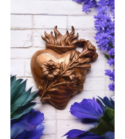 Wooden Three Sacred Hearts of the Holy Family Wall Hanging Art, Free Shipping